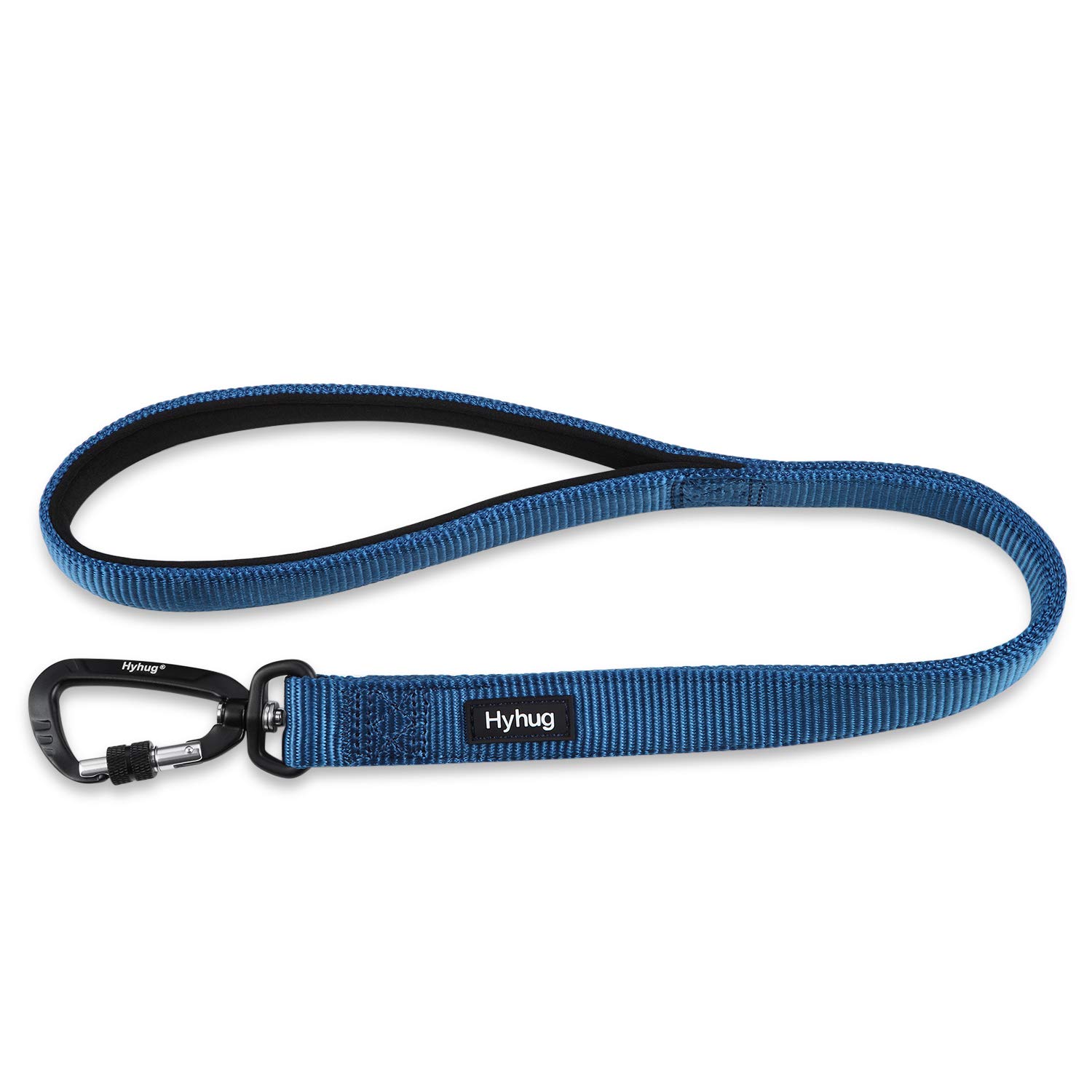 Lightweight Aluminum Alloy Hook Buckle, High-grade Upgraded Traffic Durable Nylon 24 inch Short Leash, with soft Neoprene Lining Handle, Professional Training(24 inches long, classic blue)