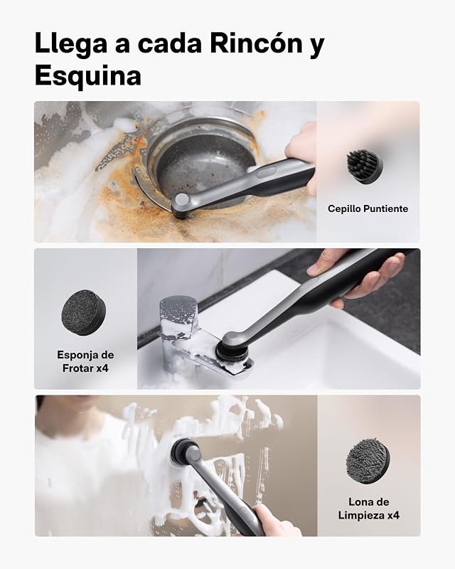 Escovas elétricas para limpeza doméstica com varinha™, escova recarregável para limpeza de juntas com 12 cabeças de escova, escova IPX7 Total Waterproof para limpeza de juntas para casas de banho, cozinha, azulejos, fissuras
