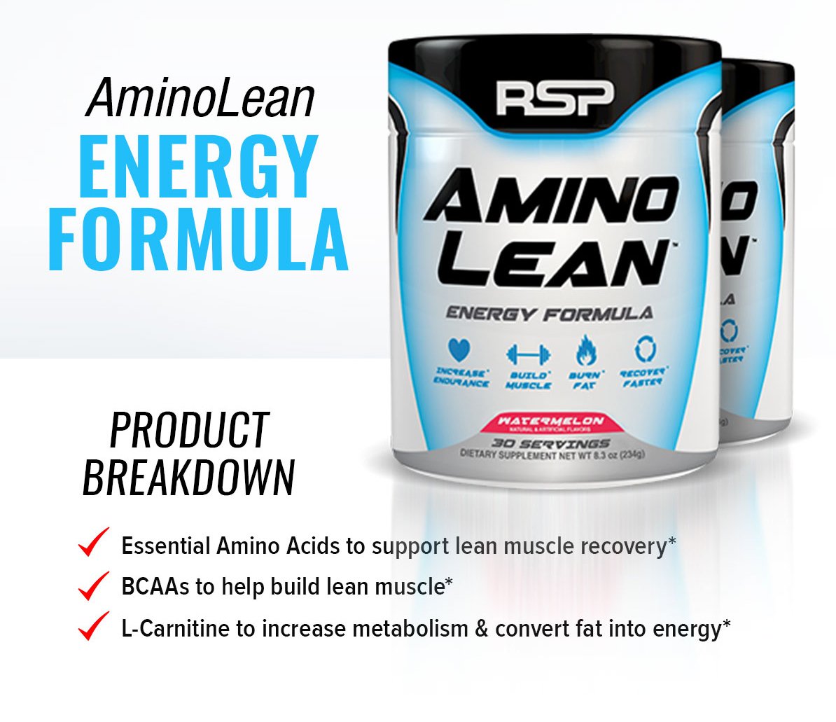 RSP AminoLean  Amino Energy   Fat Burner, Pre Workout, Amino Acids \u0026 Weight Loss Powder for Men 