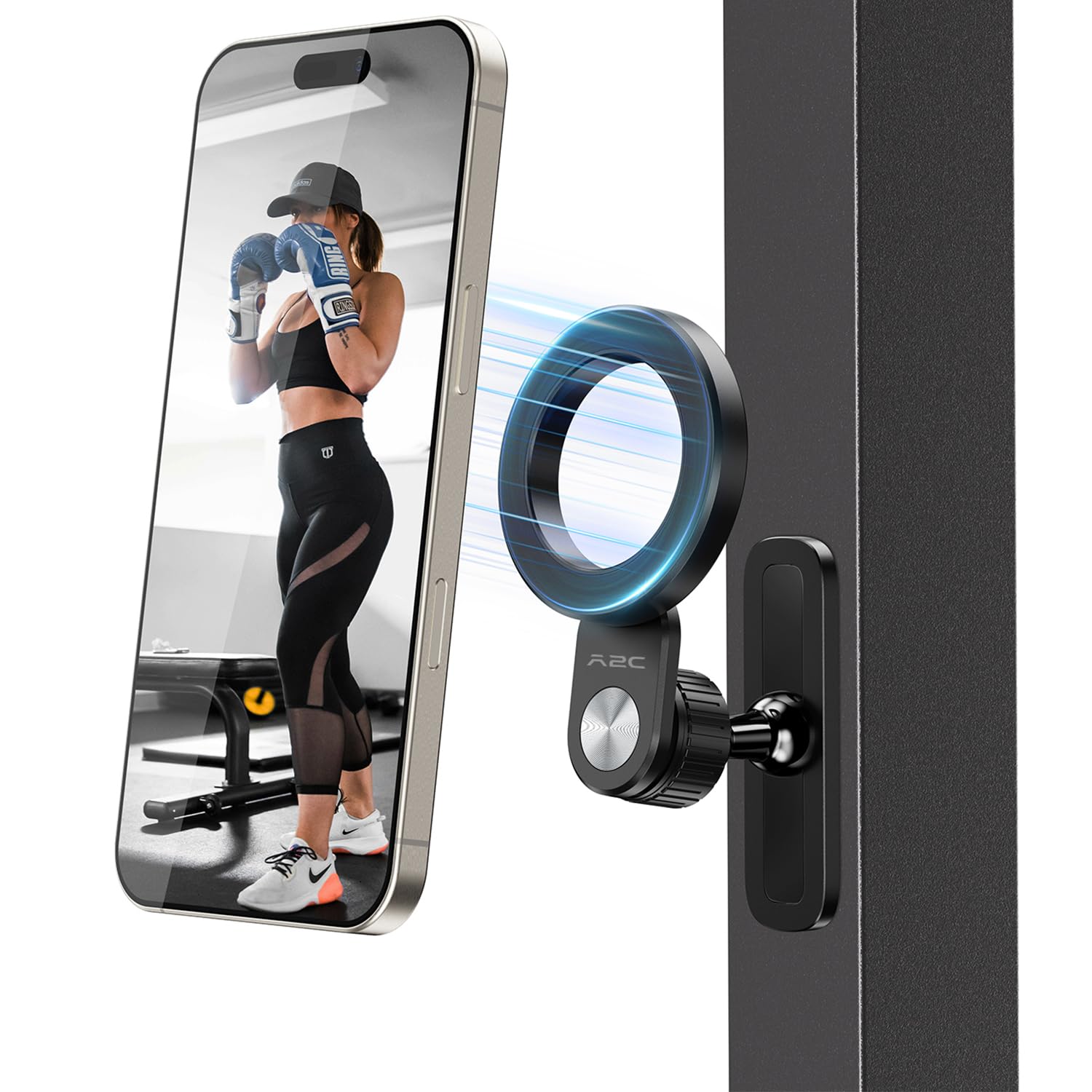 A2C Foldable Arm Gym Magnetic Phone Holder for MagSafe, Dual Magnet Fitness Phone Mount Accessory, 360° Adjustable & Hands-Free, Portable Workout Essentials for iPhone 17/16/15/14/13/12 Series
