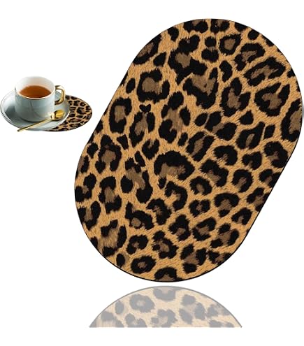 Leoparden Mauspad Rund Ø 22 Cm – Tierprint, Rutschfest, Kunststoff Abwischbar, Made In Germany