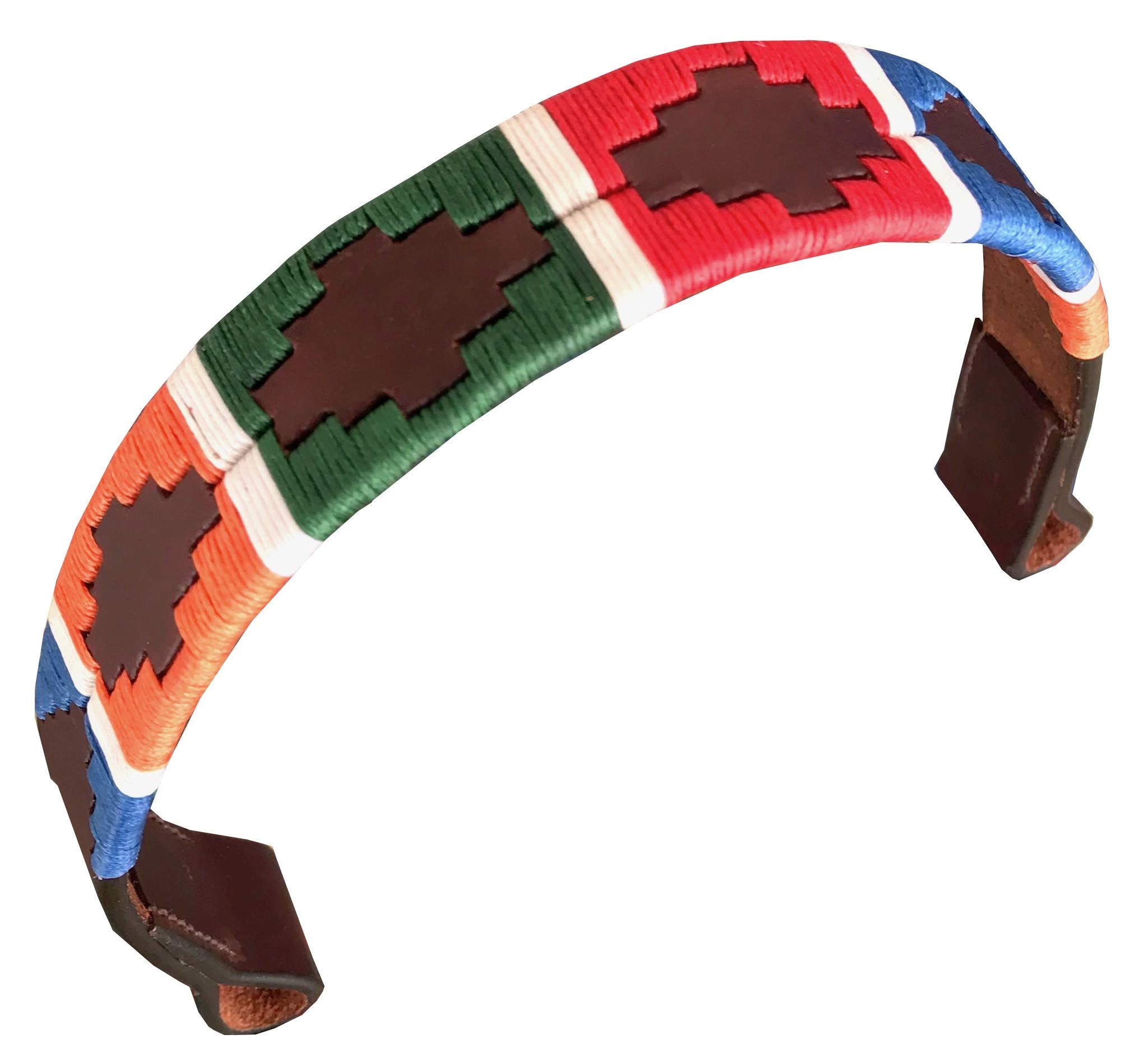Carlos Diaz Designer Genuine Leather Waxed Embroidered Gaucho Polo Horse Bridle Browband (Full (Horse) 16 inches)