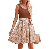 Dokotoo Summer Dresses for Women 2026 Casual Scoop Neck Sleeveless Floral Smocked Elastic Waist Mini Dress Sundress