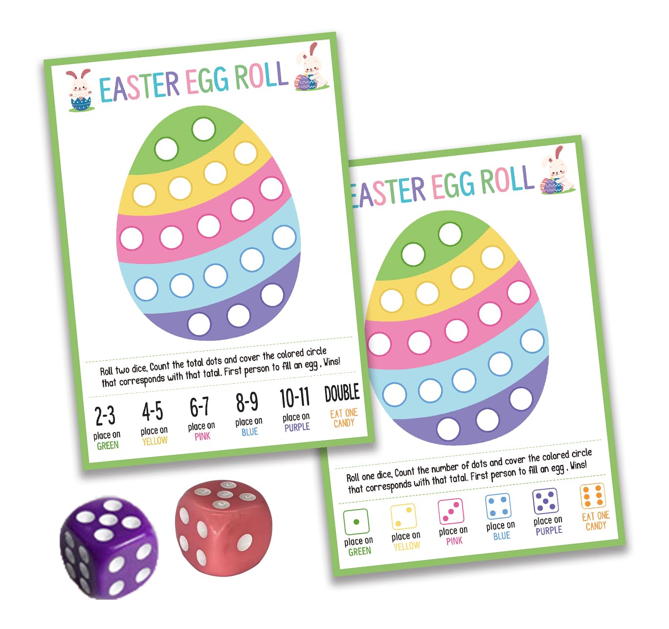 Photo 1 of BEUFSE Easter Egg Roll Dice Game, Roll The Egg Game with Two Dices for Easter, Easter Roll The Dice Game, Easter Party Game Supplies, Fun Easter Games for Family -STPD03