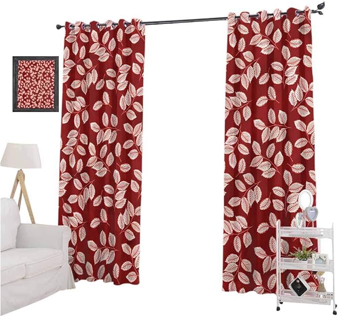 nooweihome Maroon Sliding Lock Ring Curtain Autumn Forest