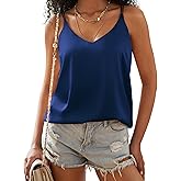 Ekouaer Womens 2-Pack Silk Satin Camisole Tank Top V Neck Sexy Cross Back Spaghetti Strap Cami Sleeveless Lounge Tops S-XXL