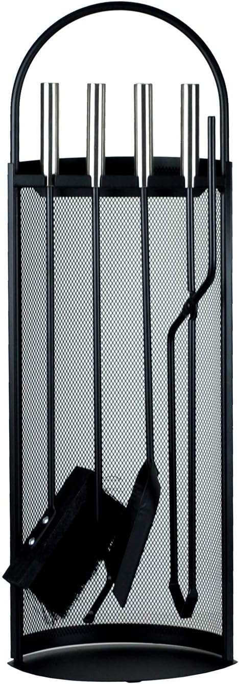 4PC Comtempo Arc Companion Set - Black Powder Coated Steel Set with Stainless Steel Handles - 67cm / 26.5" Height.