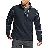 CQR Men's Quarter Zip Utility Fleece Pullover, Outdoor Casual Thermal Sweater, Chest Zipper Pocket, Mock Neck Long Sleeve