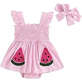 Baby Bodysuit Dress Girl Summer Dress Ruffle Fruit Clothes Shirred Smocked Infant Rompers Plaid Boho Dress Outfits