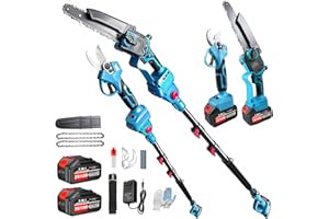 ASTARNING 4-in-1 Electric Pruning Shears Cordless & 8 Inch Electric Pole Saws for Tree Trimming with 16FT Extension Pole & 2×4.0Ah Battery Powered, Brushless Tree Trimmer Pole Saw Limb Branch Cutter Tree Pruner