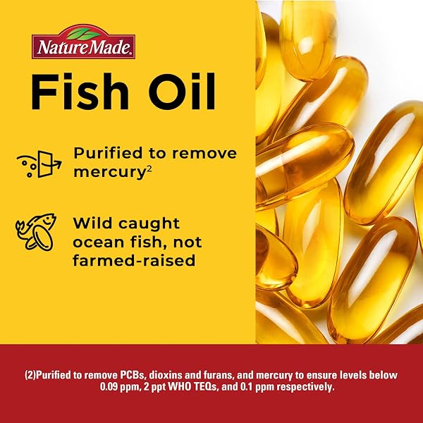NATURE MADE BURP LESS FISH OIL OMEGA 3 SUPPLEMENTS, 1000MG SOFTGELS, OMEGA 3 FISH OIL SUPPLEMENTS FOR HEALTHY HEART SUPPORT, 320 SOFTGELS, 160 DAY SUPPLY