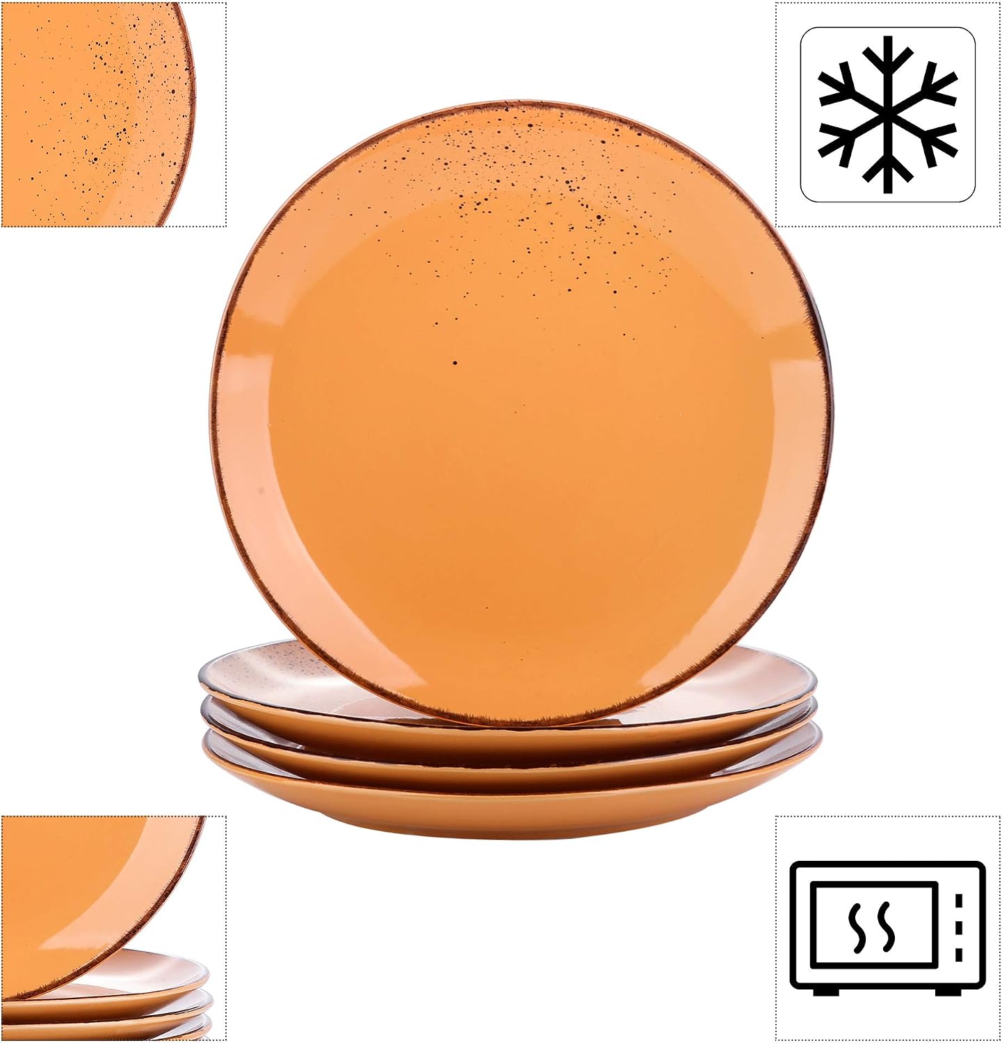 vancasso Navia Tropical Vintage Ceramic Dinner Plates, Set of 4, Orange 26.7 cm, 4 Count (Pack of 1) - Image 4