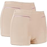 LUEXBOX Pocket Pantie for Women, Travel Underwear with Secret Pocket Panties Women's, 2 Packs (Light Brown)
