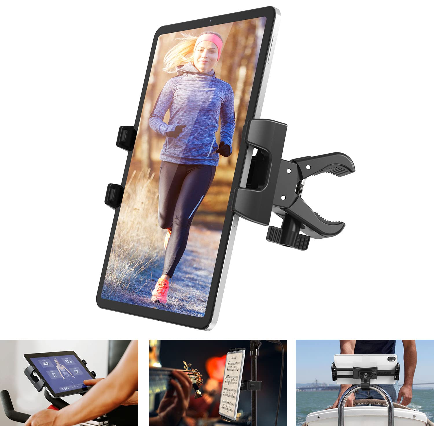 Tendak Adjustable 360° Handlebar Gymnastics Microphone Treadmill Stand for iPad Pro iPad Mini iPad Air 4.7 to 12.9 Inches Phones Tablets