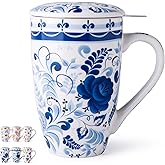 GBHOME Tea Mug with Infuser and Lid, 18 Ounce Large Ceramic Loose Leaf Tea Cup, Microwave, Dishwasher Safe Tea Steeping Mug, Pefect Gift For Tea Lover.