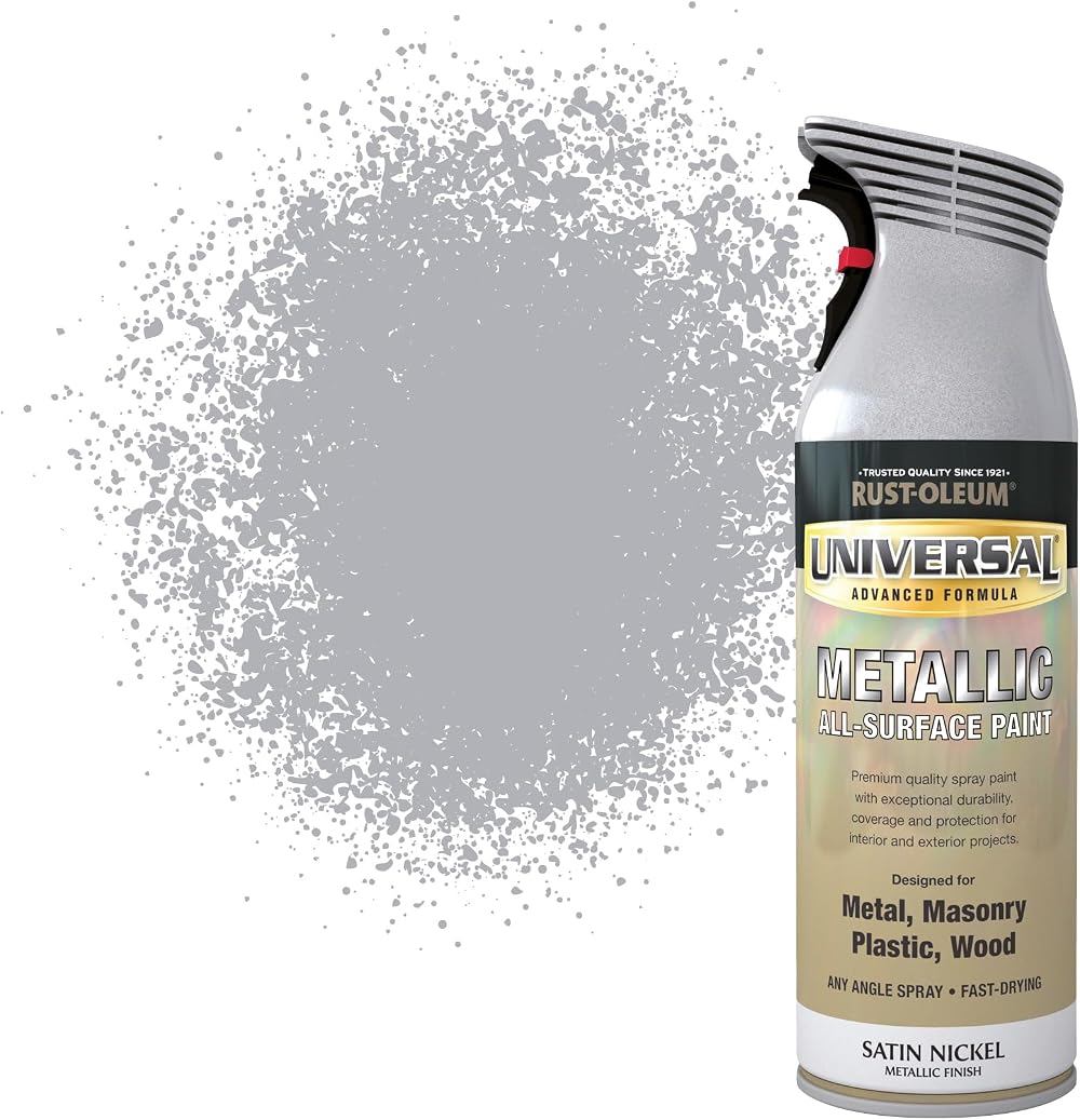 Rust-Oleum 400ml Universal Metallic Spray Paint Aerosol Satin Nickel Interior