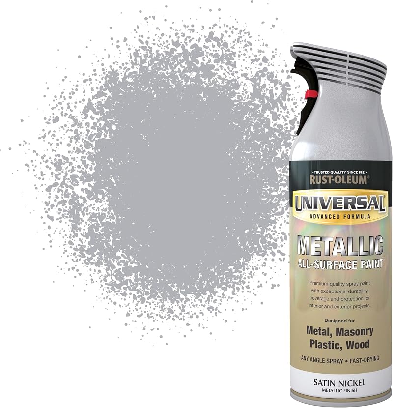 Rust-Oleum 400ml Universal Metallic Spray Paint Aerosol Satin Nickel Interior