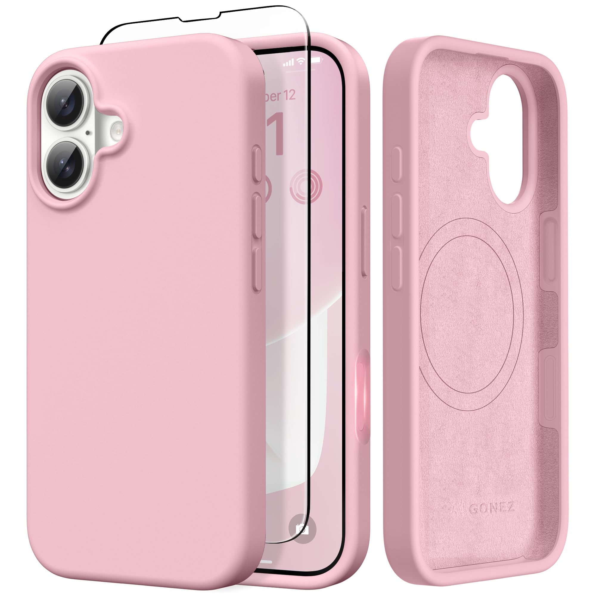 GONEZ Magnetic for iPhone 14 Pro Max Case, Silicone Holster Peach Pink