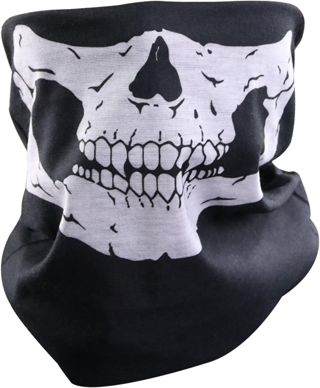 Lmeno Black Skull Face Mask Stretchable Windproof Half Facemask Headwear Motorcycle Biker Cycling Riding mask Face Neck Warmer Duty helmet