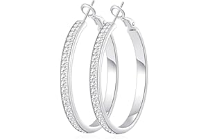 OOOPEL Large Rhinestone Hoops Sparkly Big CZ Hoop Earrings for Women Non Tarnish 925 Sterling Silver/Gold Plated Rhinestone Earrings for Sensitive Ears 20/30/40/50/60/70mm