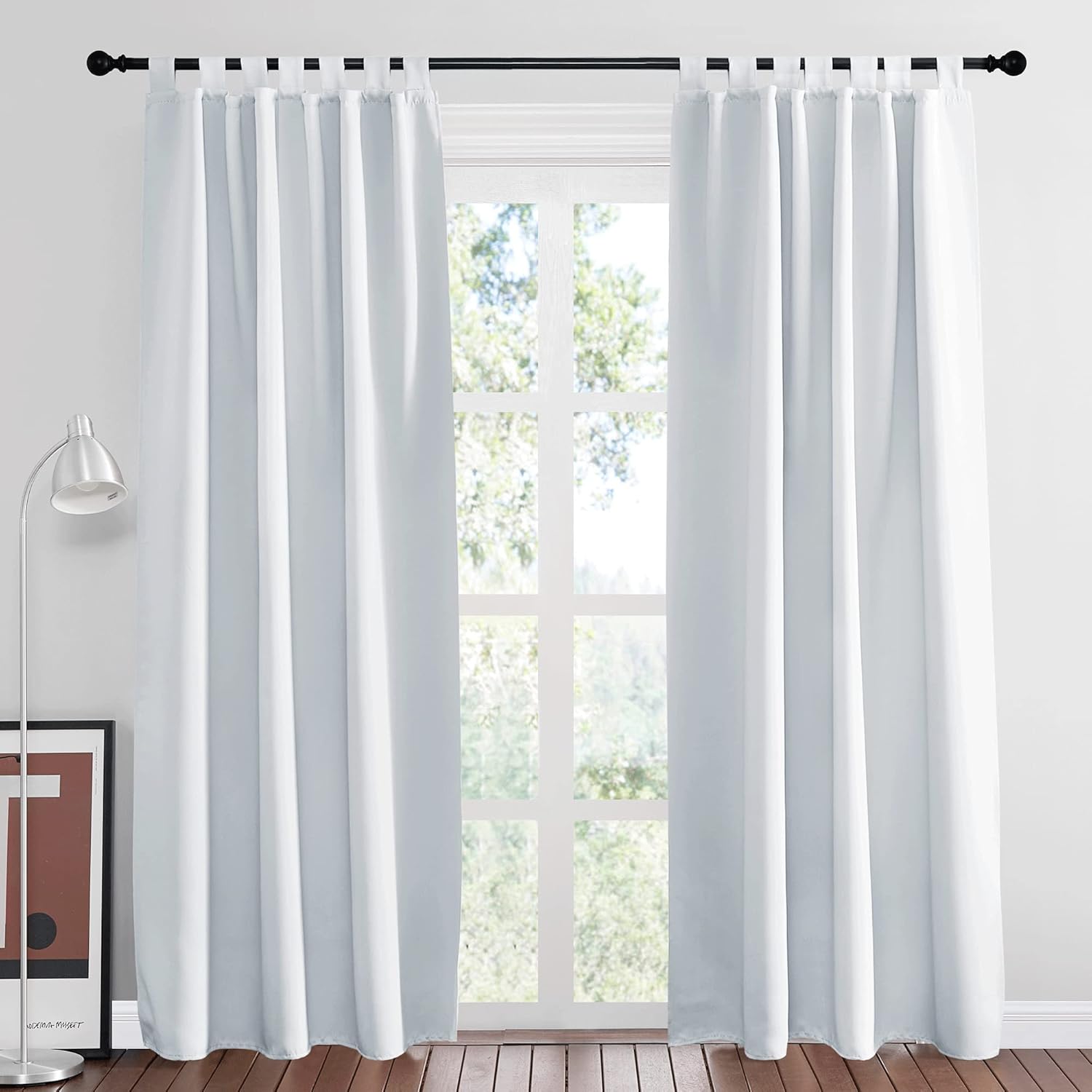 Outdoor Curtains - NICETOWN Indoor Curtain Waterproof with Tab Top Design, Thermal Insulated Sunlight Block Patio Curtain for Keep Warm in Winter & Keep Cool in Summer (1 Pack, W52 x L84, Greyish White)