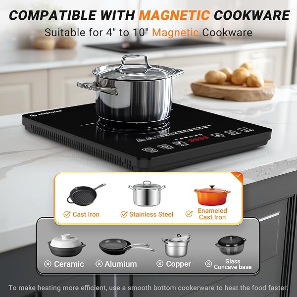 AMZCHEF PORTABLE INDUCTION COOKTOP 20 TEMPERATURE & POWER LEVELS, 1800W INDUCTION STOVE BURNER WITH 6.8″ HEATING COIL, LOW NOISE HOT PLATE SINGLE ELECTRIC COOKTOPS COUNTERTOP STOVE WITH TIMER