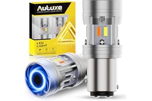 AULUXE 1157 Switchback LED Bulbs Amber Yellow with Built-in Resistor and Turbo Fan, 2057 2357 7528 BAY15D P21/5W Anti Hyper F