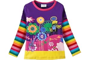 VIKITA Girls Shirts Winter Long Sleeve Girls Tops Toddler Girls Graphic Tees, 2-12 Years