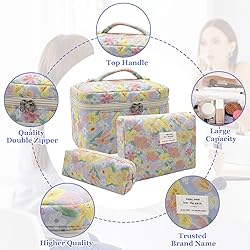 3pc Makeup Bag Set, Quilted Makeup Bag Set, Large