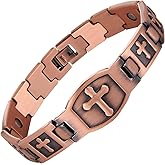 Fashtour Magnetic Bracelet and Ring Set for Men, 99.99% Pure Copper Jewelry, Adjustable Cross & Celtic Knot Design, Gift for Dad
