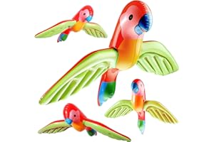meekoo 4 Pieces Inflatable Flying Parrot Inflatable Parrot Decorations for Summer Tropical Hawaiian Party Gift Beach Luau Decoration Pool Prop,29.5 x 23.6 Inches
