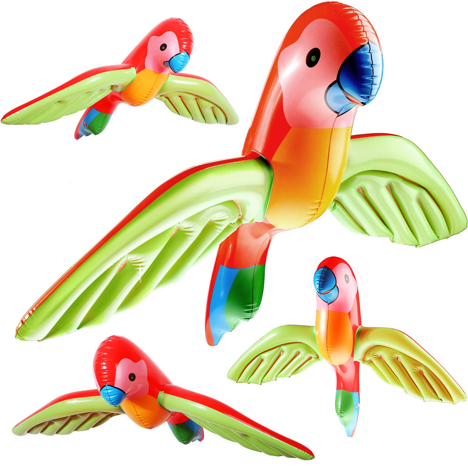 Photo 1 of meekoo 4 Pieces Inflatable Flying Parrot Inflatable Parrot Decorations for Summer Tropical Hawaiian Party Gift Beach Luau Decoration Pool Prop,29.5 x 23.6 Inches