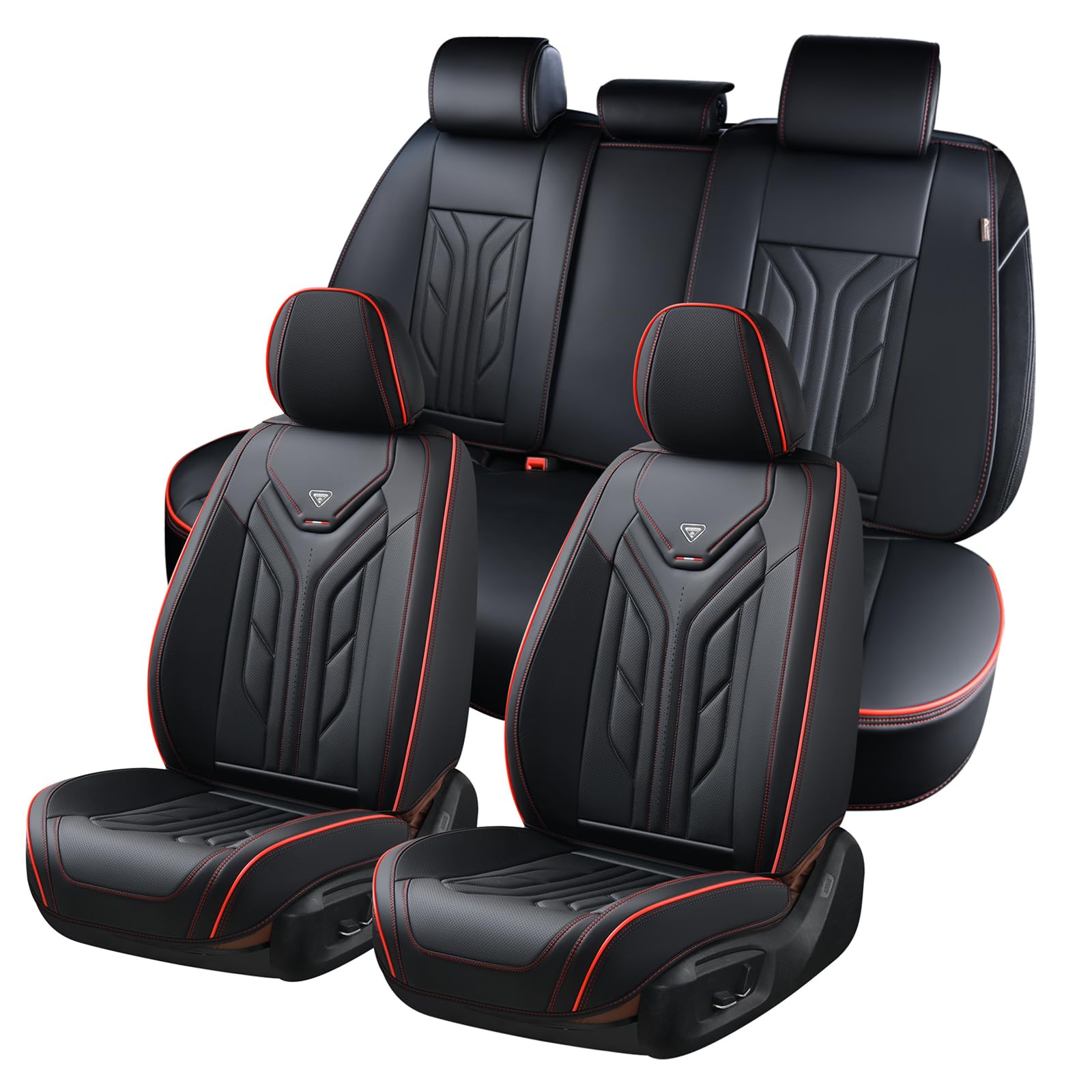 BDK Black And Red Racing Style Car Seat Covers Full Set For Trucks SUVs And Autos
