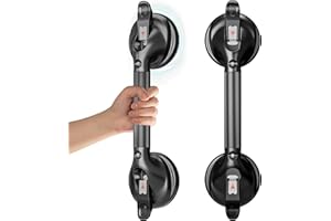 DAILYLIFE Grab Bars for Bathtubs and Showers, 17 inch Shower Handles for Elderly Suction, 300lbs Safety Shower Grab bar for Seniors and Elderly, Black (1 Pack)