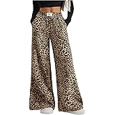 Floerns Women's Leopard Print Elastic High Waisted Trousers Wide Leg Street Y2k Pants