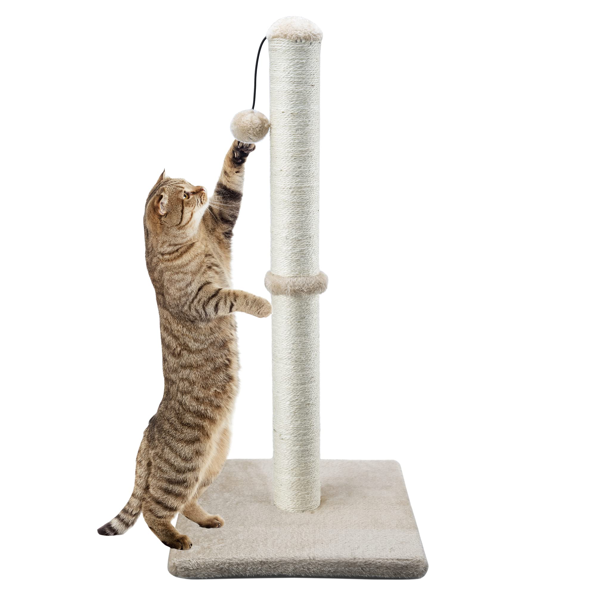 Dimaka 29" Tall Cat Scratching Post, Claw Scratcher Sisal Rope Covered Soft Smooth Plush, Vertical Scratch [Full Strectch], Modern Design 29 Inches Height (Brown)
