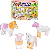 POPULAR PLAYTHINGS Magnetic Animals for Toddlers 1-3, Mix or Match Animal Toys, Set of 4 Gift for Kids - Pastel Farm Animals