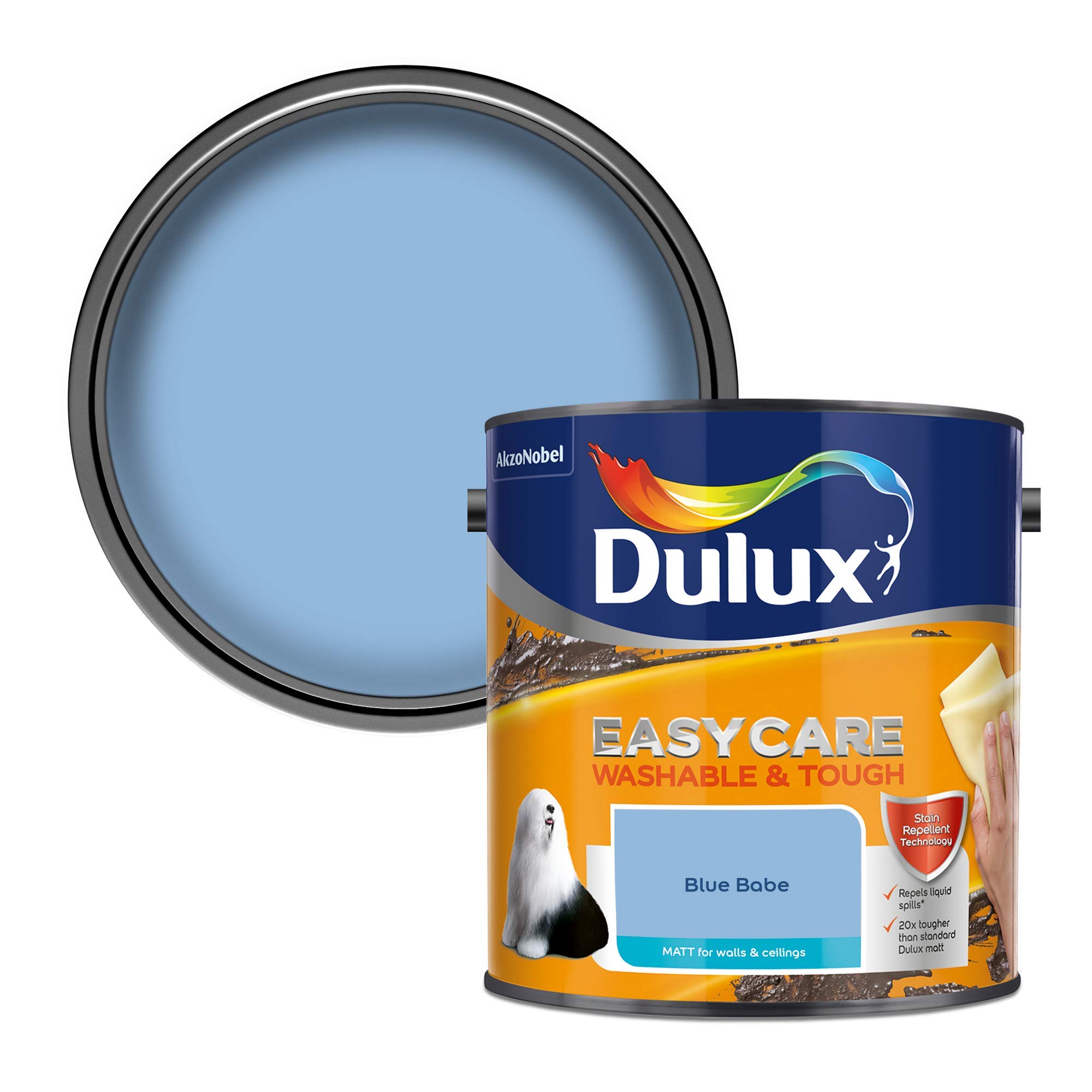 Dulux Easycare Washable & Tough Matt Emulsion Paint For Walls And Ceilings - Blue Babe 2.5 Litres