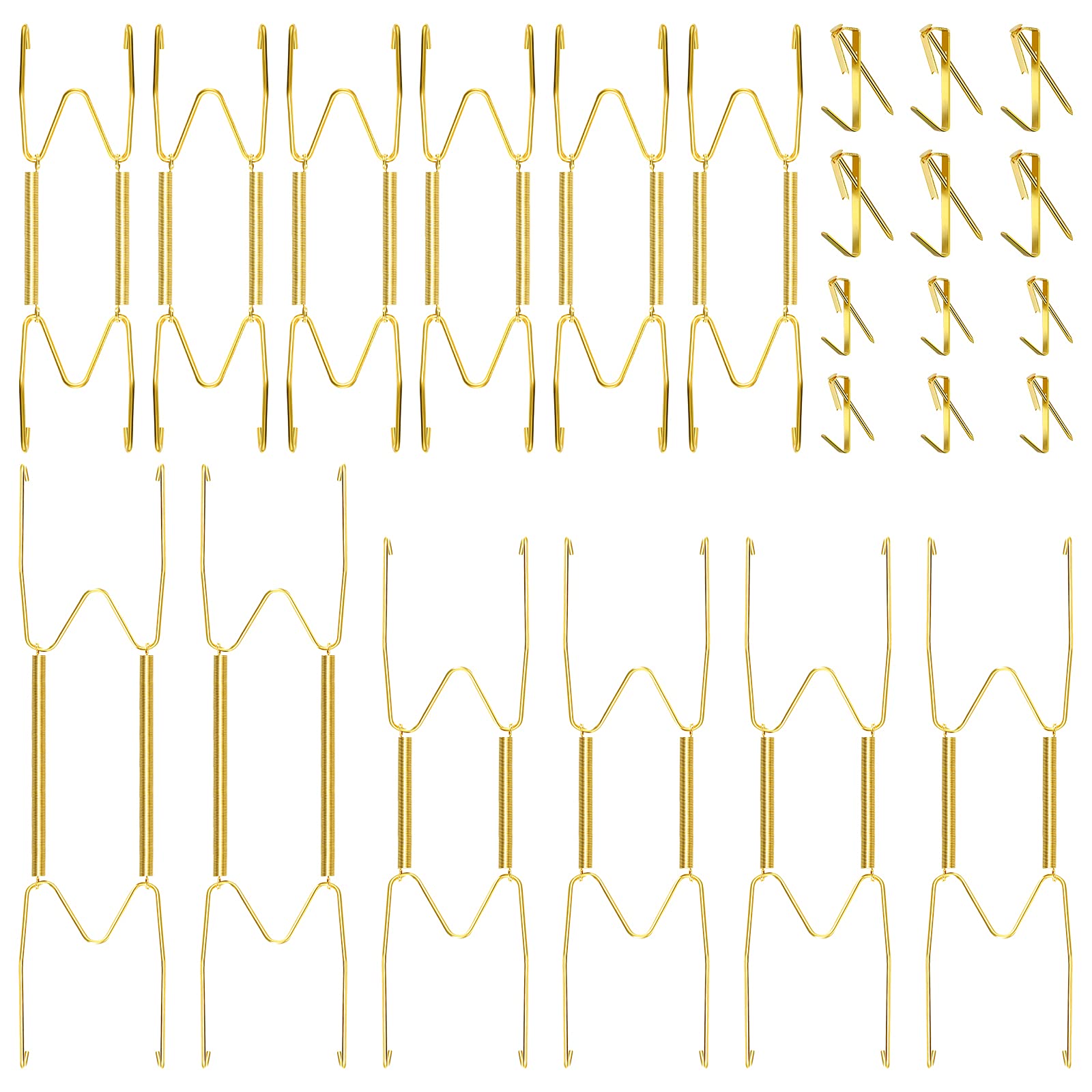 Hotop 12 Pcs Plate Hangers for the Wall 6, 8, 10 Inches Gold Invisible Heavy Duty Stainless Decorative Wire Plate Hangers Stainless with 12 Pcs Hooks with Nails for Indoor Decorative