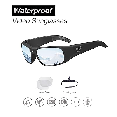 OhO sunshine Waterproof Video Sunglasses, 1080P Full HD Video Recording Camera with 32GB Built-in Memory and Polarized UV400 Protection Safety Lenses,Unisex Sport Design &hellip