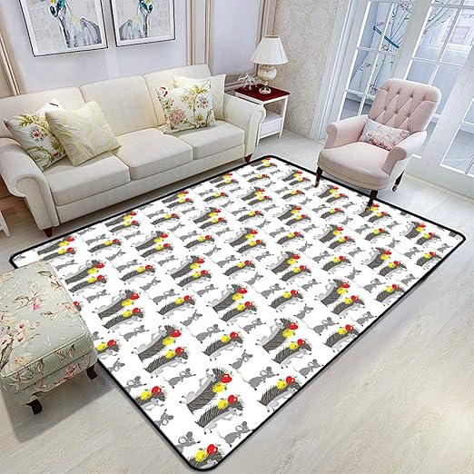 Amazon Com Apple Area Rug Funny Cartoon Hedgehog And Mouse Carrying Apples Happy And Playful Kids Design Smooth Rugs Floor Mats For Bedroom Living Room 5 7 X 8 6 Grey Red Yellow Kitchen