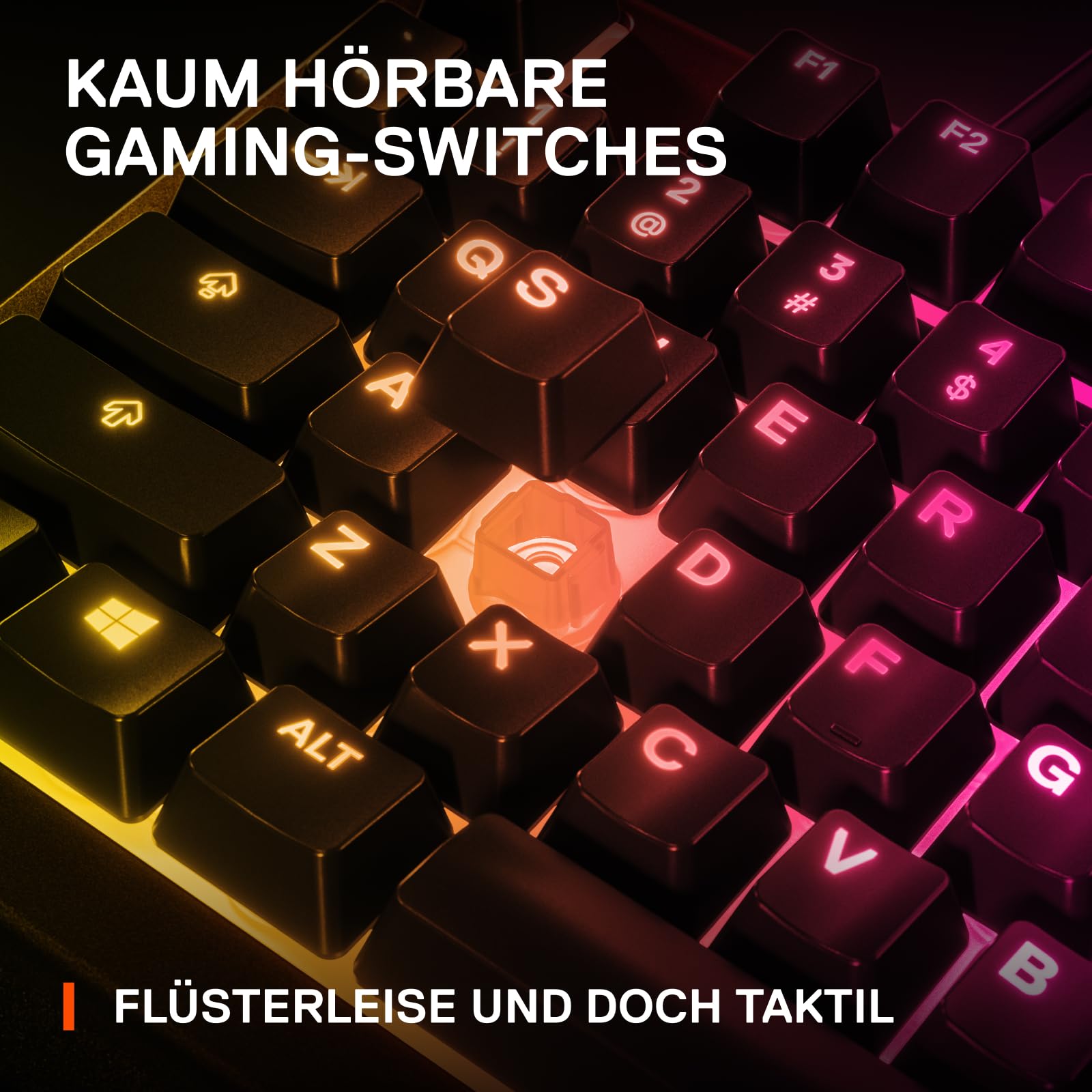 SteelSeries Apex 3 Gaming Tastatur - 10-Zonen RGB-Beleuchtung - Flüsterleise Gaming-Switches - Premium magnetische Handballenauflage - IP32 wassergeschützt - Deutsches (QWERTZ) Layout 4