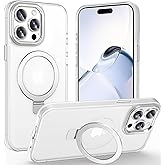 Lufanbis Magnetic for iPhone 14 Pro Max Case with Ring Stand, [10 FT Drop Protection] [Velvety Touch] Slim Translucent Matte Back Shockproof Phone Case for iPhone 14 Pro Max 6.7'', Frosted White
