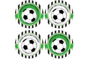 Soccer Ball Thank You Sticker Labels by Adore By Nat - Boy Girl Children Birthday Baby Shower Party Supplies - Set of 30