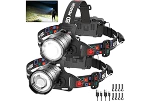 UUYEE Rechargeable Headlamp High Lumen, Super Bright Head Lamp, 90° Rotatable Head Lights for Forehead, Adjustable Focus Headlight Flashlight, 4Modes LED Headlamps for Adults Hardhat Camping Hiking (2Pack)