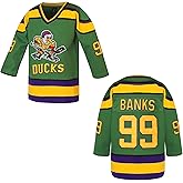 Youth Ducks Jersey 96 Charlie Conway Adam Banks Mighty Duck Shirt Movie Ice Hockey Jersey for Boys' S-XL