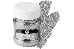 ULTIMATE STATIONERY Silver Glitter Bulk, Fine Glitter for Crafts, Resin and Scrapbooking – 4 OZ Shaker Bottles Great for Tumblers and Crafts