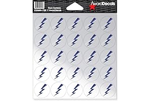 Award Decals Lightning Bolt (Royal Blue on Clear) Sticker Set (100 Decals 1") The Original Award Decals Premium 20mil Thick Helmet Decals Made in The USA Since 1976