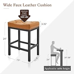 LUE BONA Counter Height Bar Stools, 24 Inch Saddle