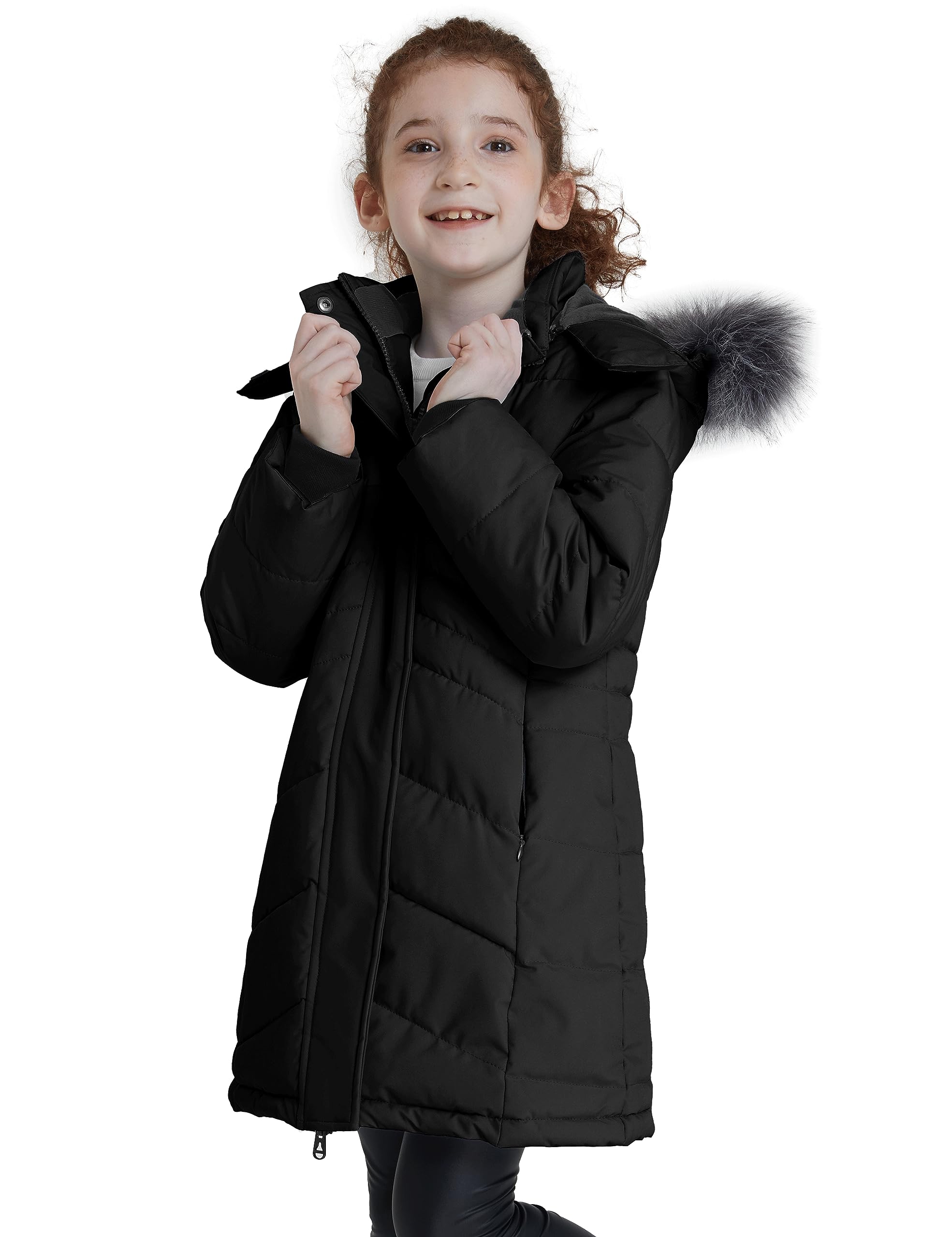 ZSHOW Girls' Winter Coat Insulated Long Quilted Puffer Jacket Warm Hooded Parka Snow Coats